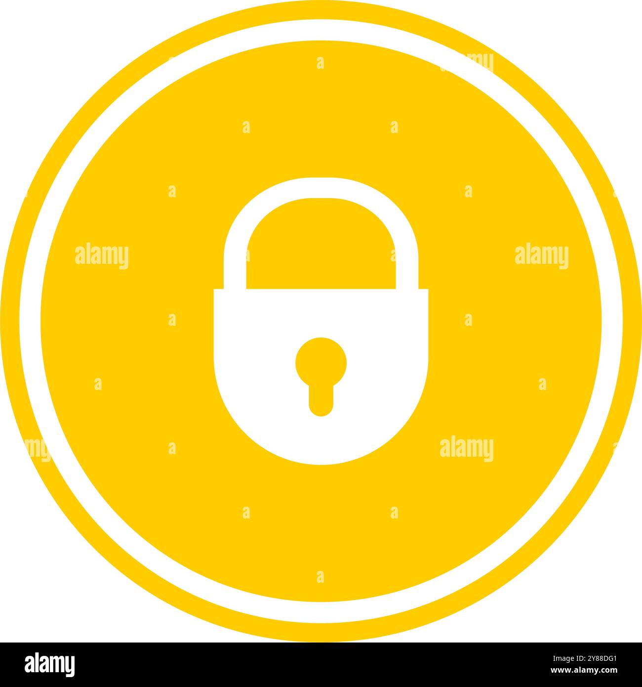 Yellow padlock icon. Yellow padlock button. Stock Vector