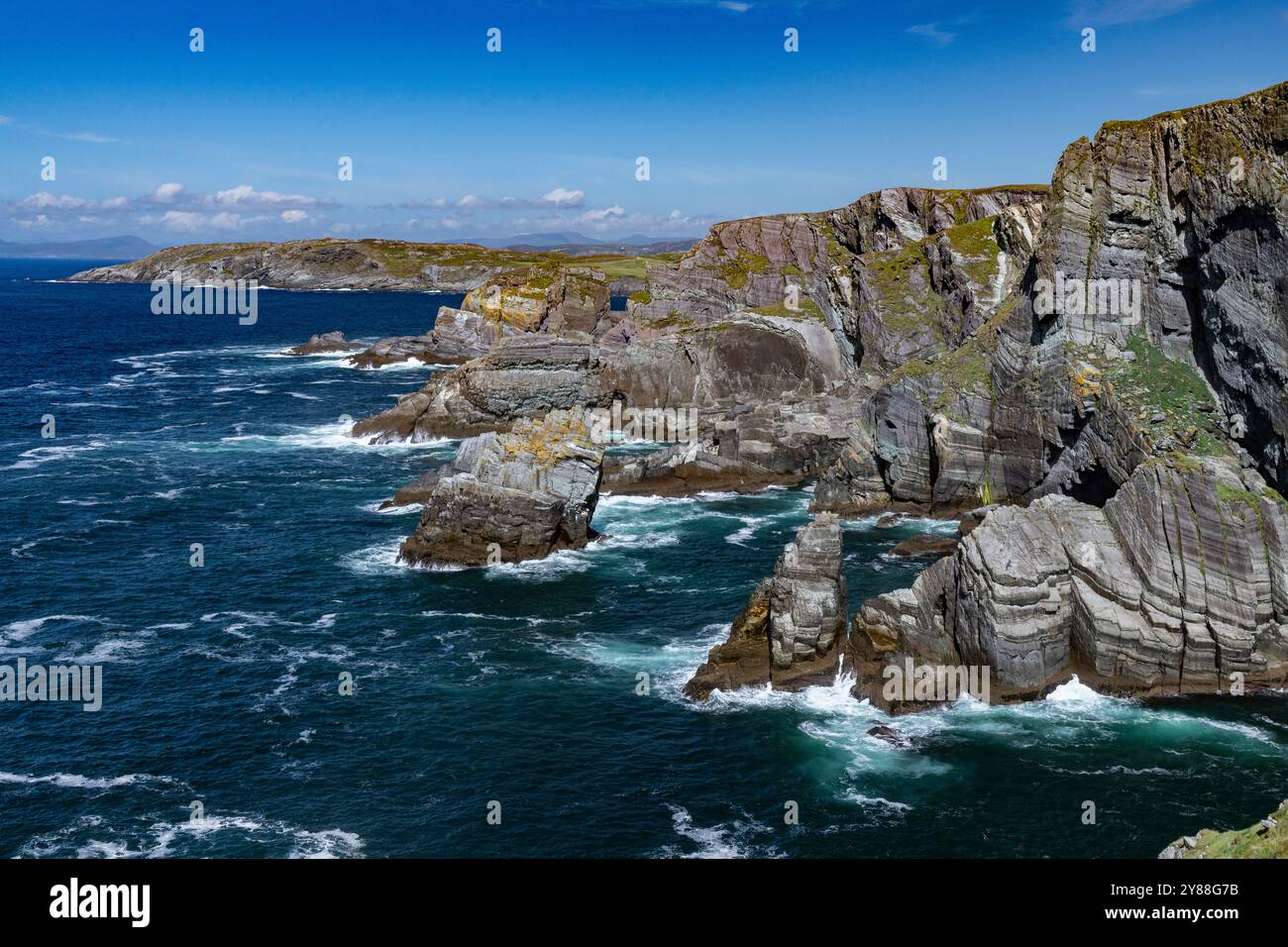 Unique Coastal Rock Formations at Mizen Head Stock Photo