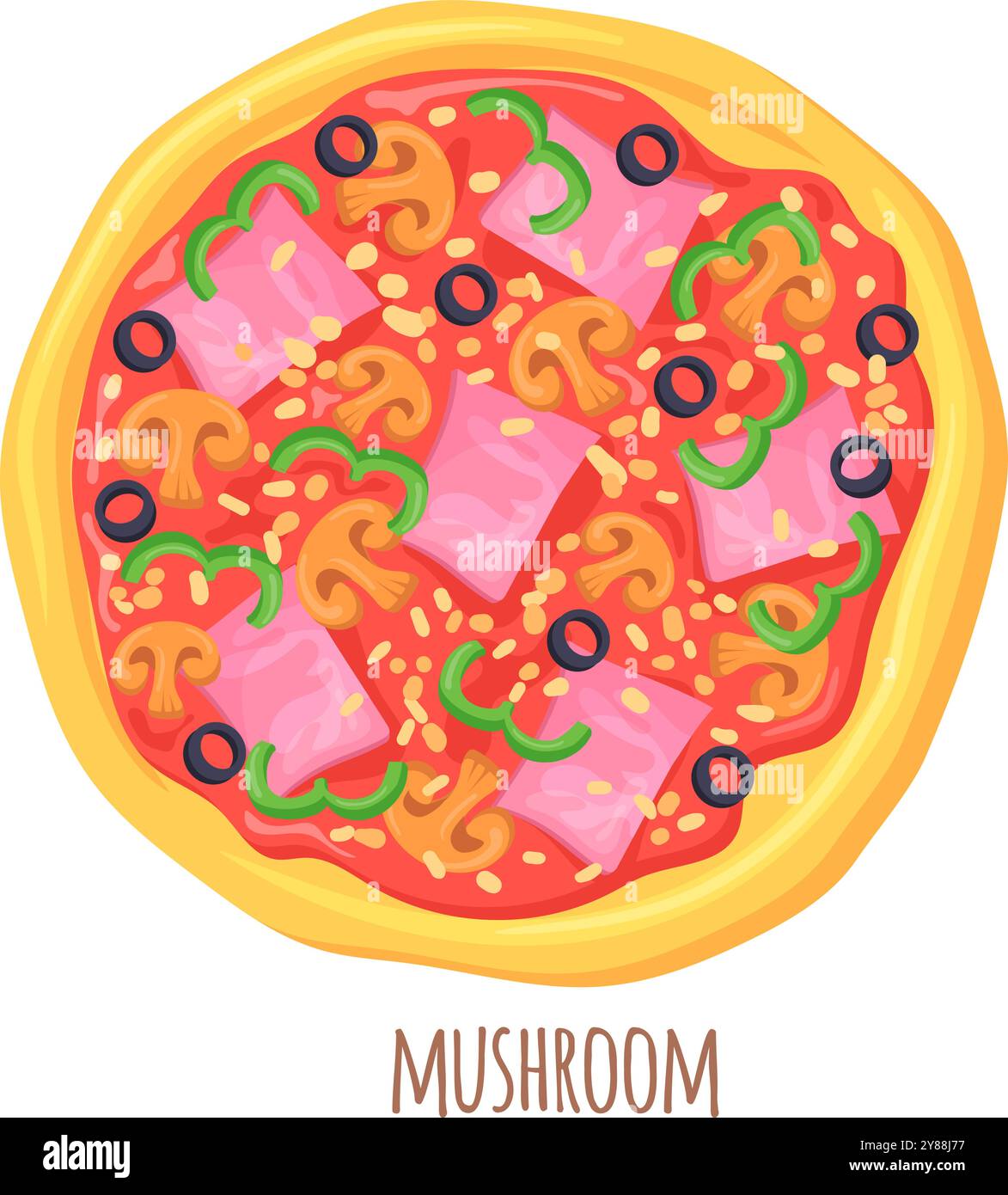 Mushroom pizza color icon. Italian fast food isolated on white ...