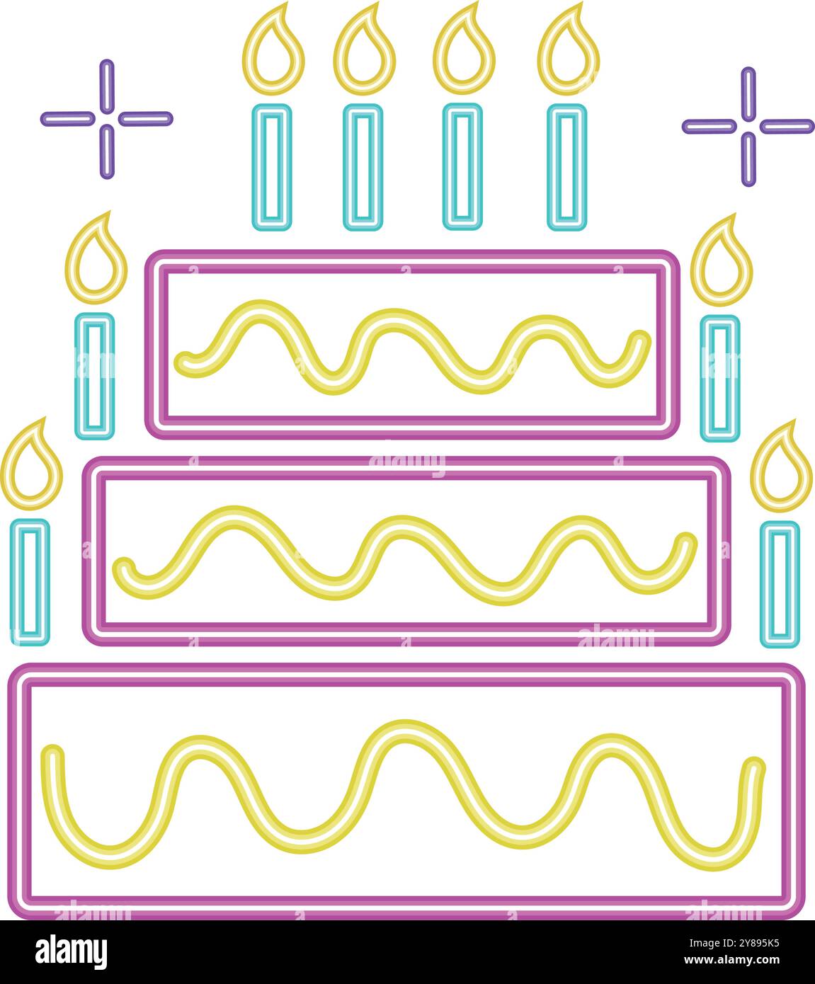 birthday cake candles party neon Stock Vector Image & Art - Alamy