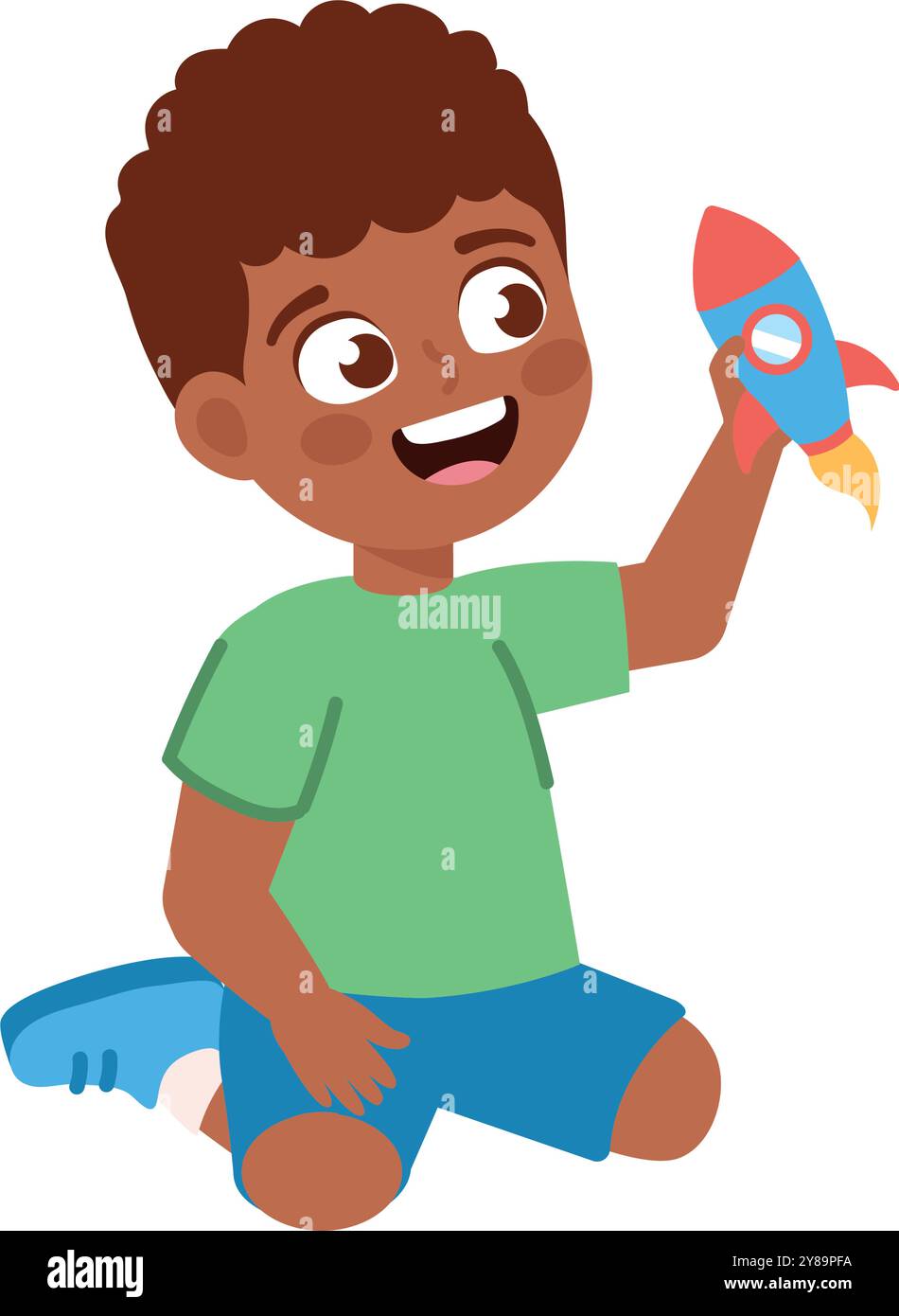 cute little boy playing with rocket Stock Vector Image & Art - Alamy