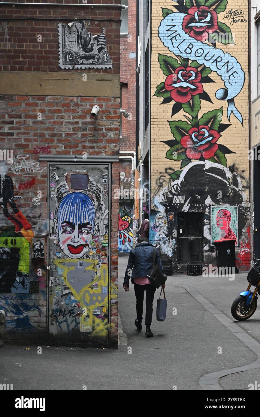 View of AC DC lane and its graffiti in Melbourne, Australia Stock Photo ...