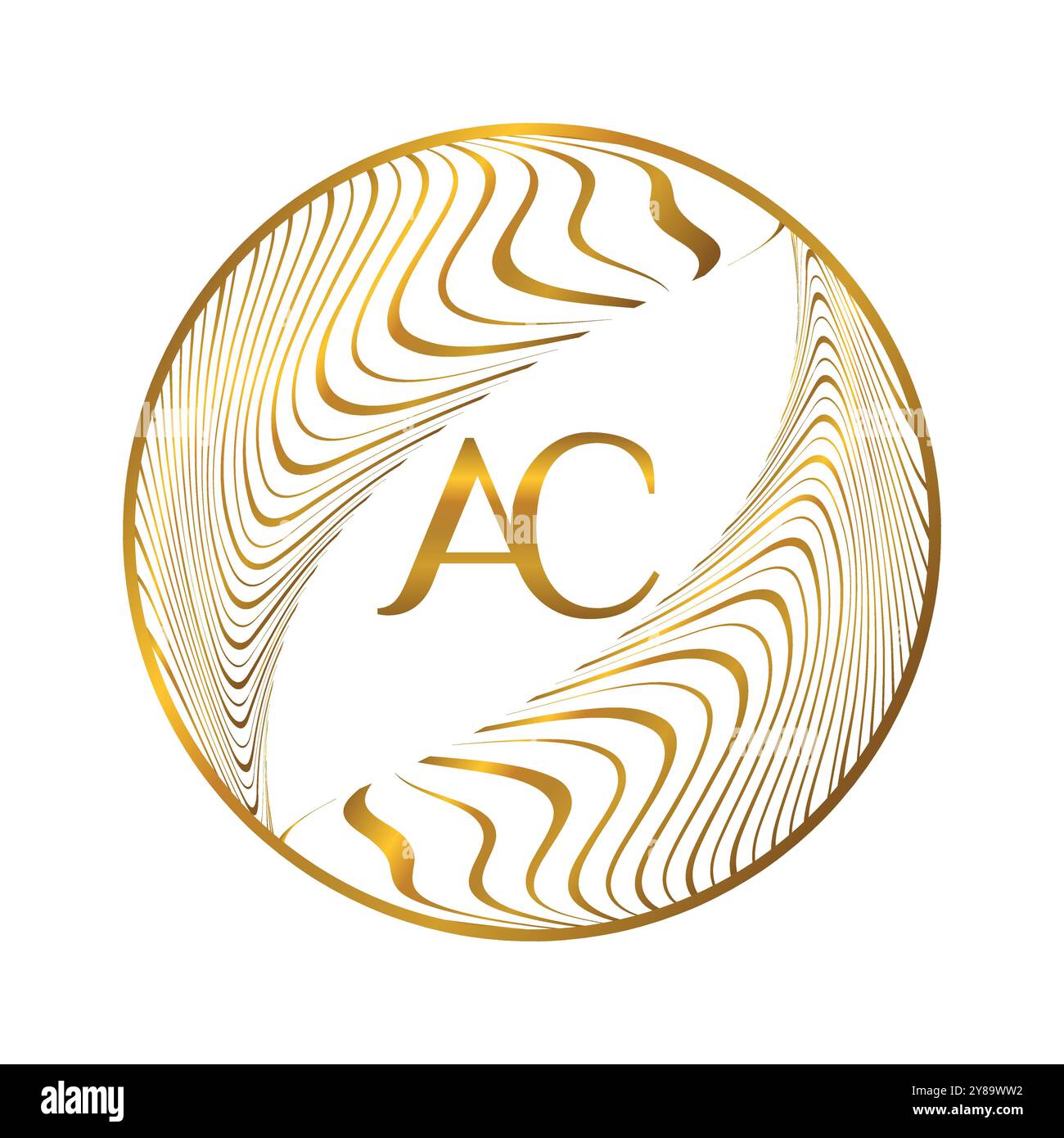 AC Initial Letter Gold Abstract Round Business Logo Frame Stock Vector