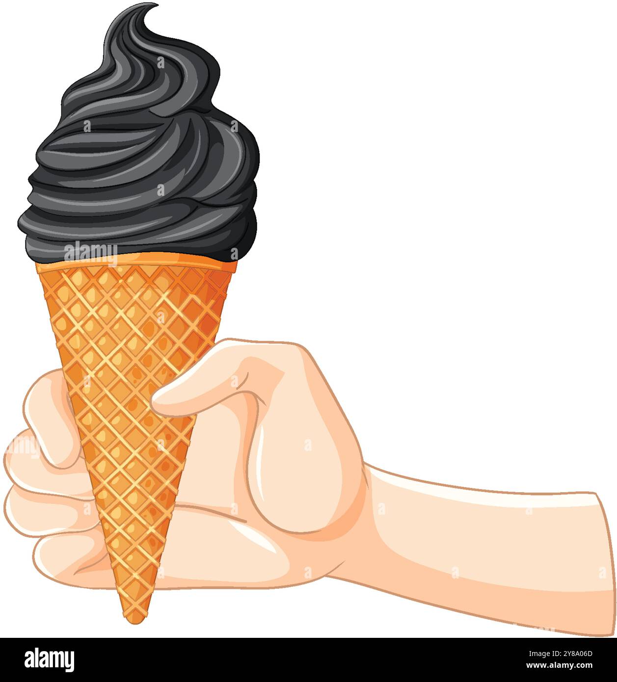 Illustration of hand with black ice cream cone Stock Vector Image & Art ...