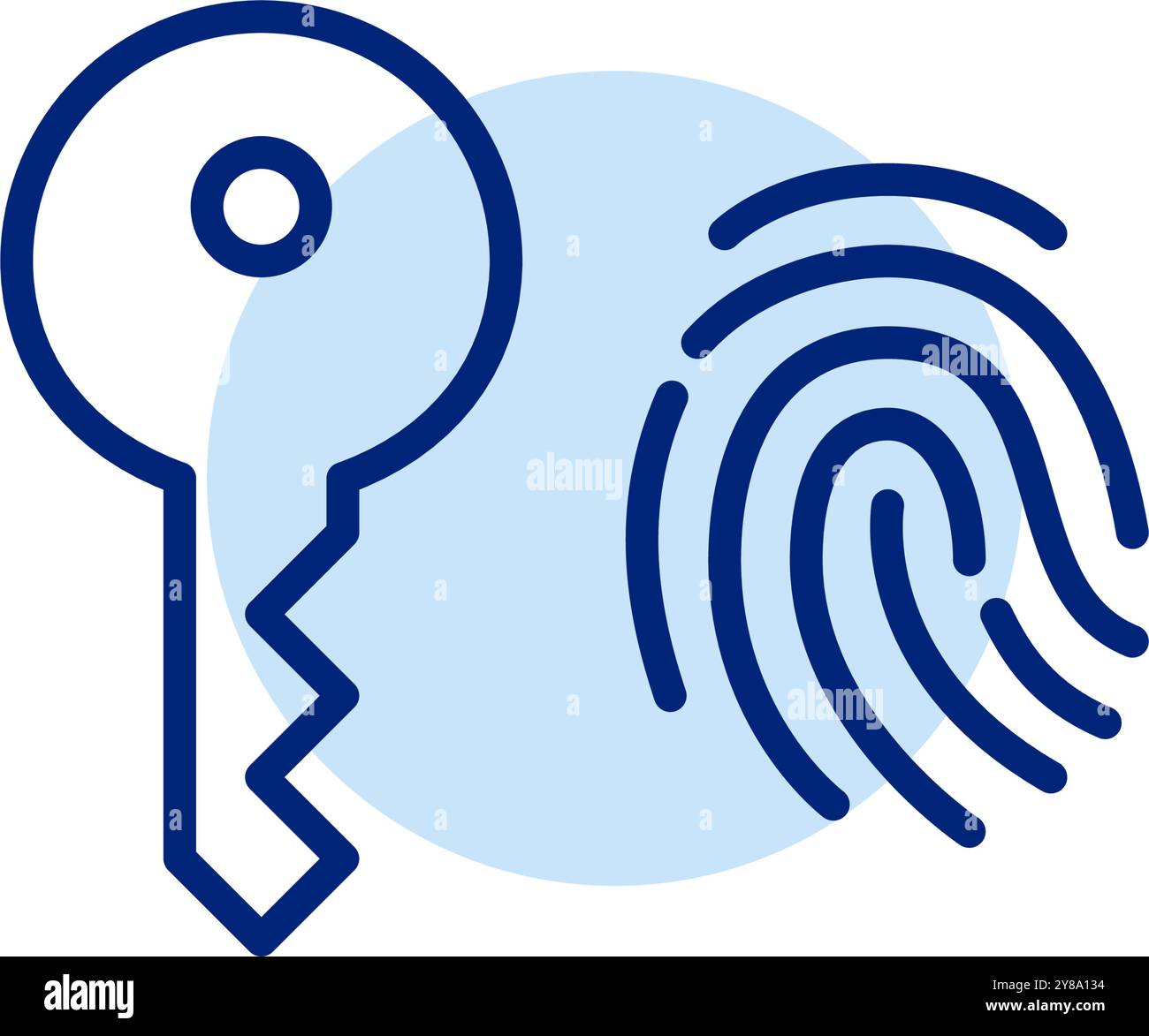Key and fingerprint. Biometric security access. Advanced authentication methods. Pixel perfect, editable stroke vector icon Stock Vector