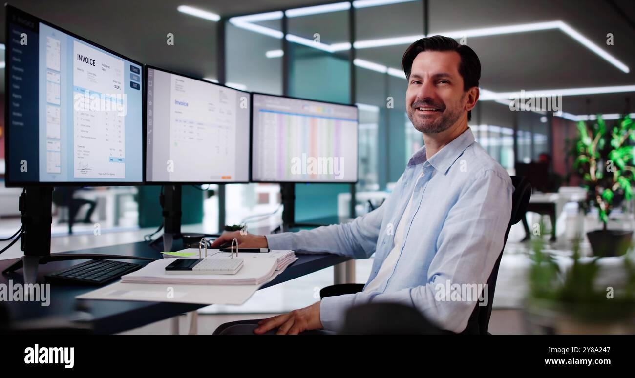 Happy older businessman using pc hi-res stock photography and images ...