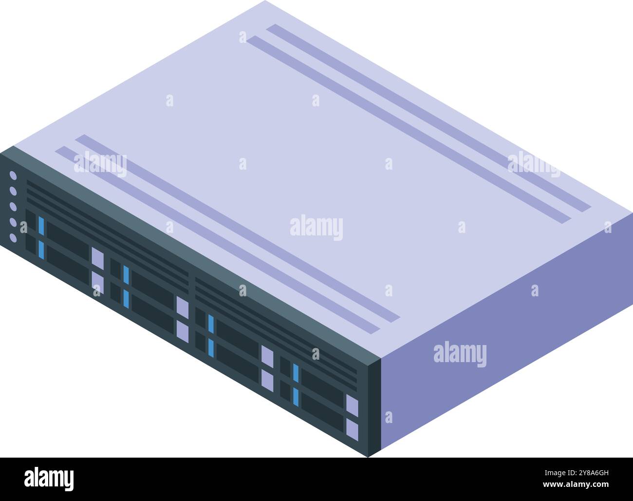 This isometric icon represents a server unit processing big data Stock Vector