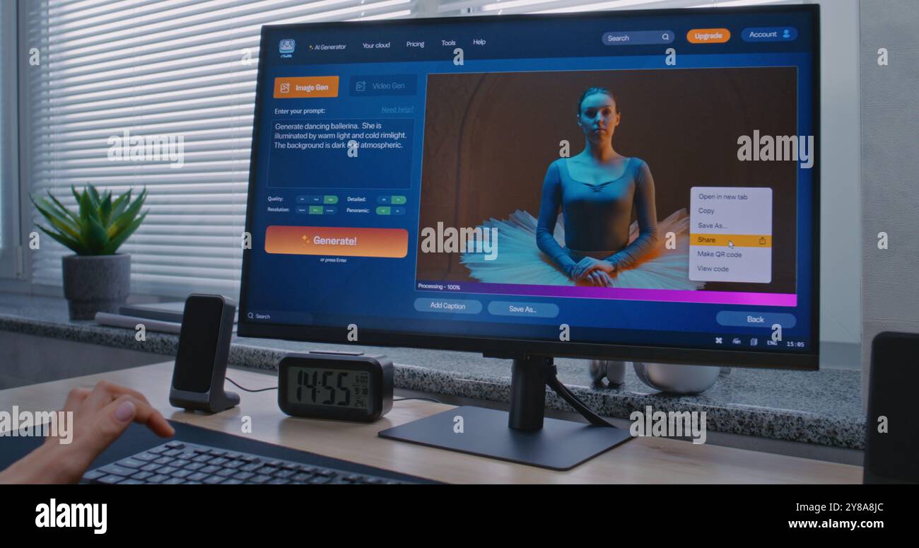 Adult woman enters prompt in artificial intelligence chatbot on ...