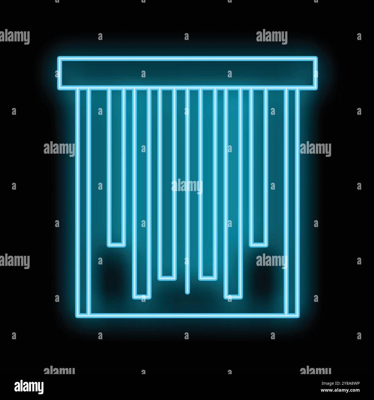 Glowing neon line barcode icon isolated on black background. Vector Stock Vector