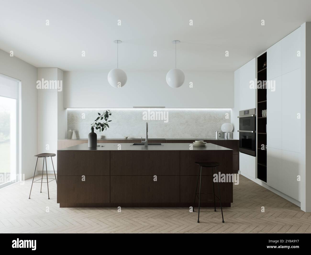 A modern kitchen with an inviting island and a sleek design that ...