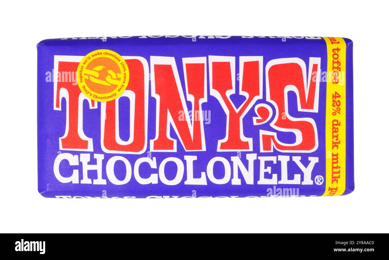 Tonys chocolonely dark milk pretzel toffee and chocolate 180g bar Stock ...