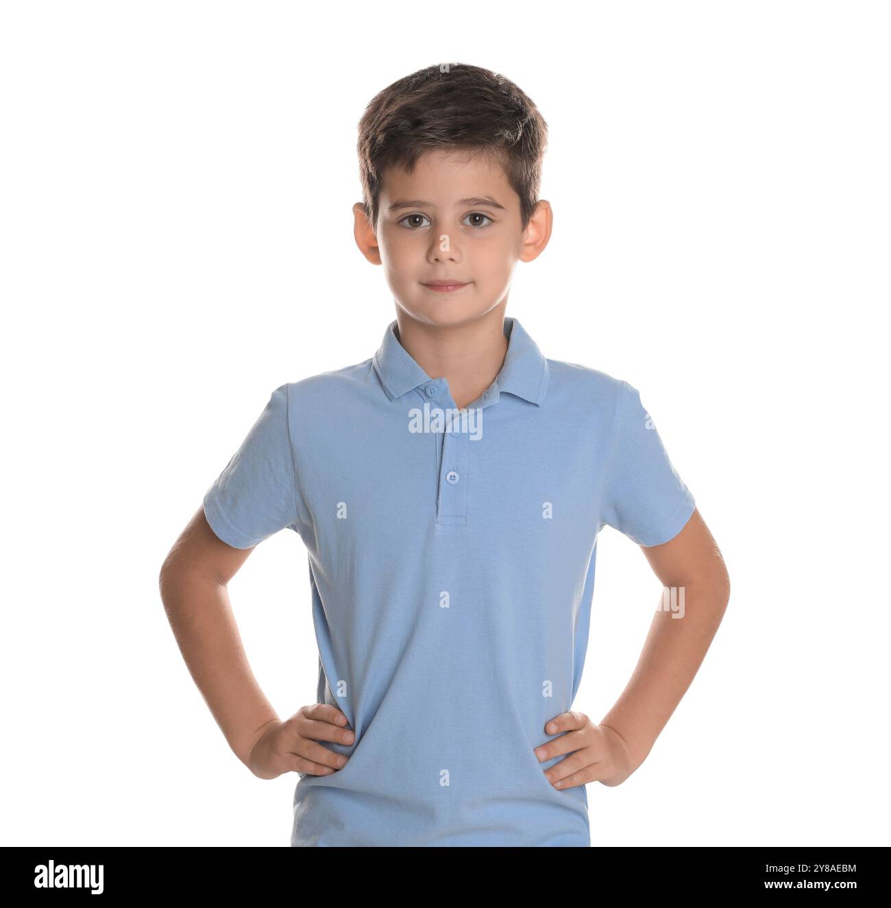 Portrait of cute little boy on white background Stock Photo - Alamy