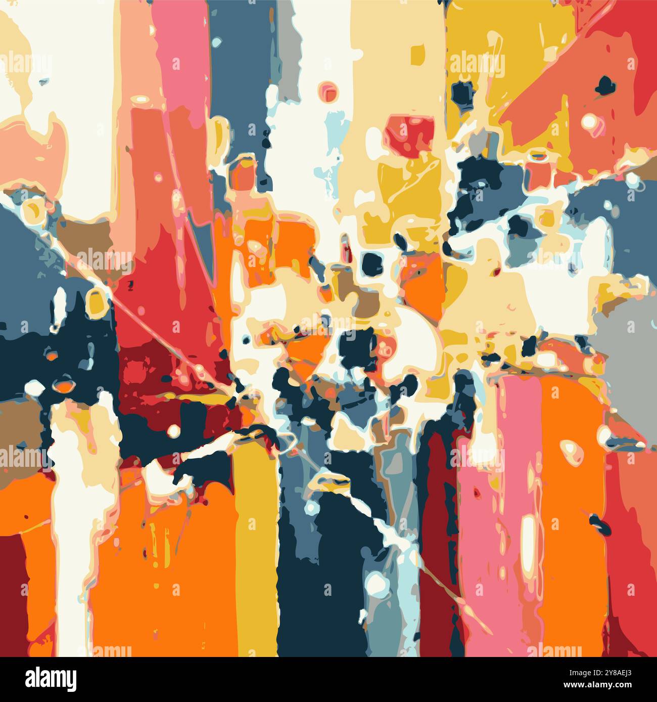 Vector Illustration Abstract Network Design Intricate Collage Splash Multiple Colors Modern Painting Stock Vector