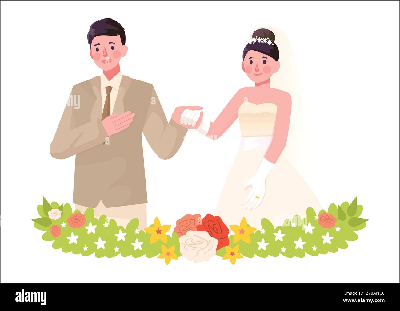 wedding couple illustration Stock Vector