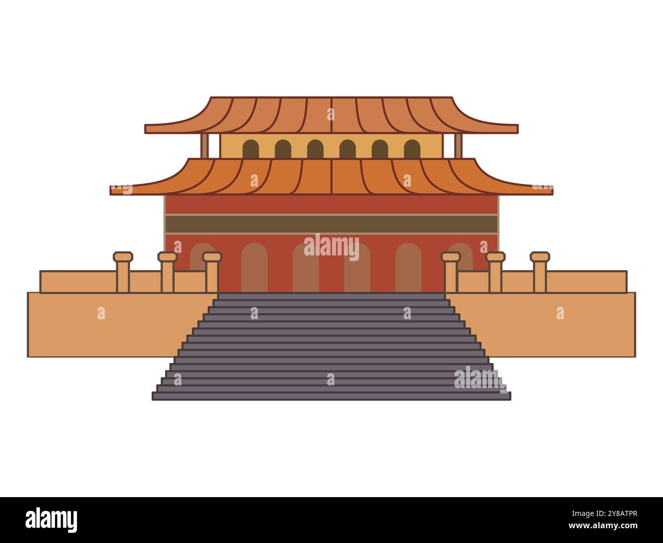 China pavilion temple sacred holy religious place destination Chinese building architectural oriental style design icon colorful set Stock Vector