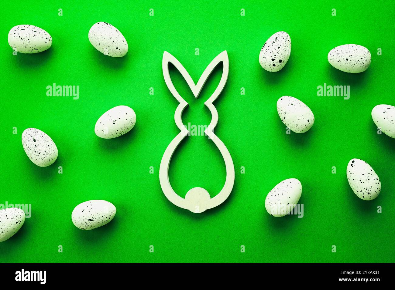 Easter bunny figure and Easter eggs, Easter, Osterhasenfigur und Ostereier, Ostern Stock Photo