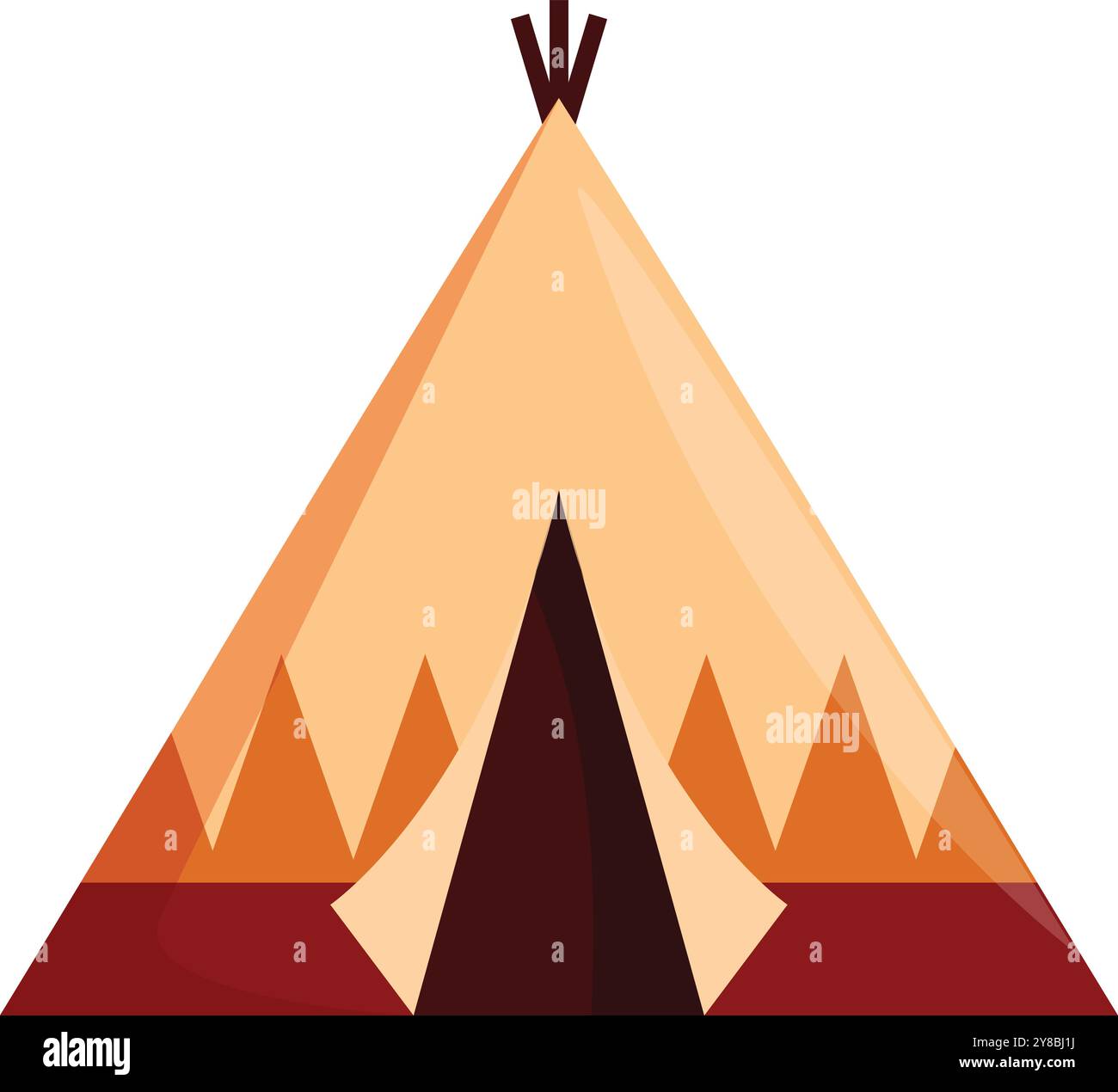 Cartoon illustration of a native american teepee standing isolated on white background Stock Vector