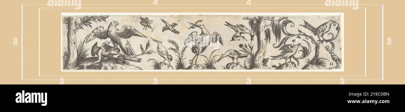 Frieze with ten birds and an insect, Frisians with birds (series title ...