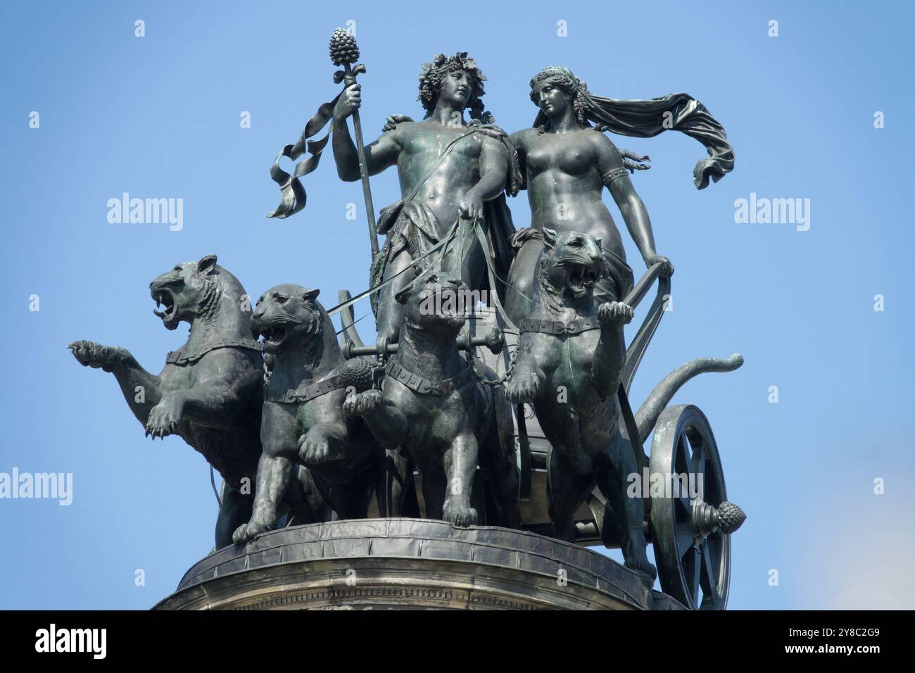 Panther Quadriga sculpture Top of the Semperoper Dresden Opera House Dresden Germany Stock Photo