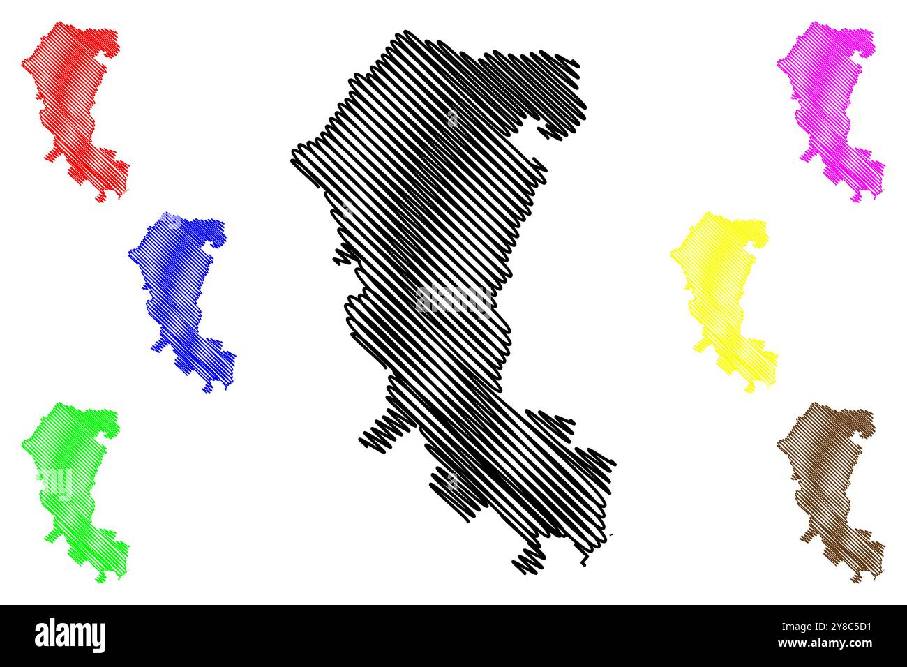 Sense District (Switzerland, Swiss Confederation, Canton of Fribourg or Freiburg) map vector illustration, scribble sketch Sensebezirk map Stock Vector