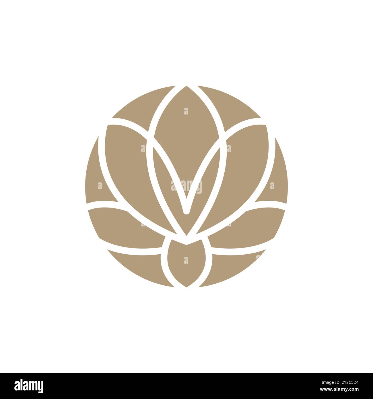 Vector simple lotus flower logo beige line design. template elegant ...