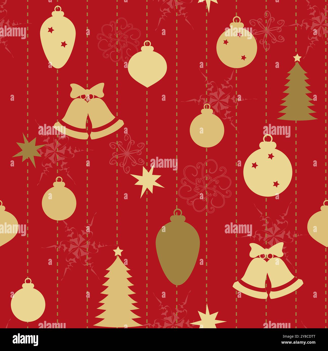 Christmas seamless pattern with balls and bells Stock Vector