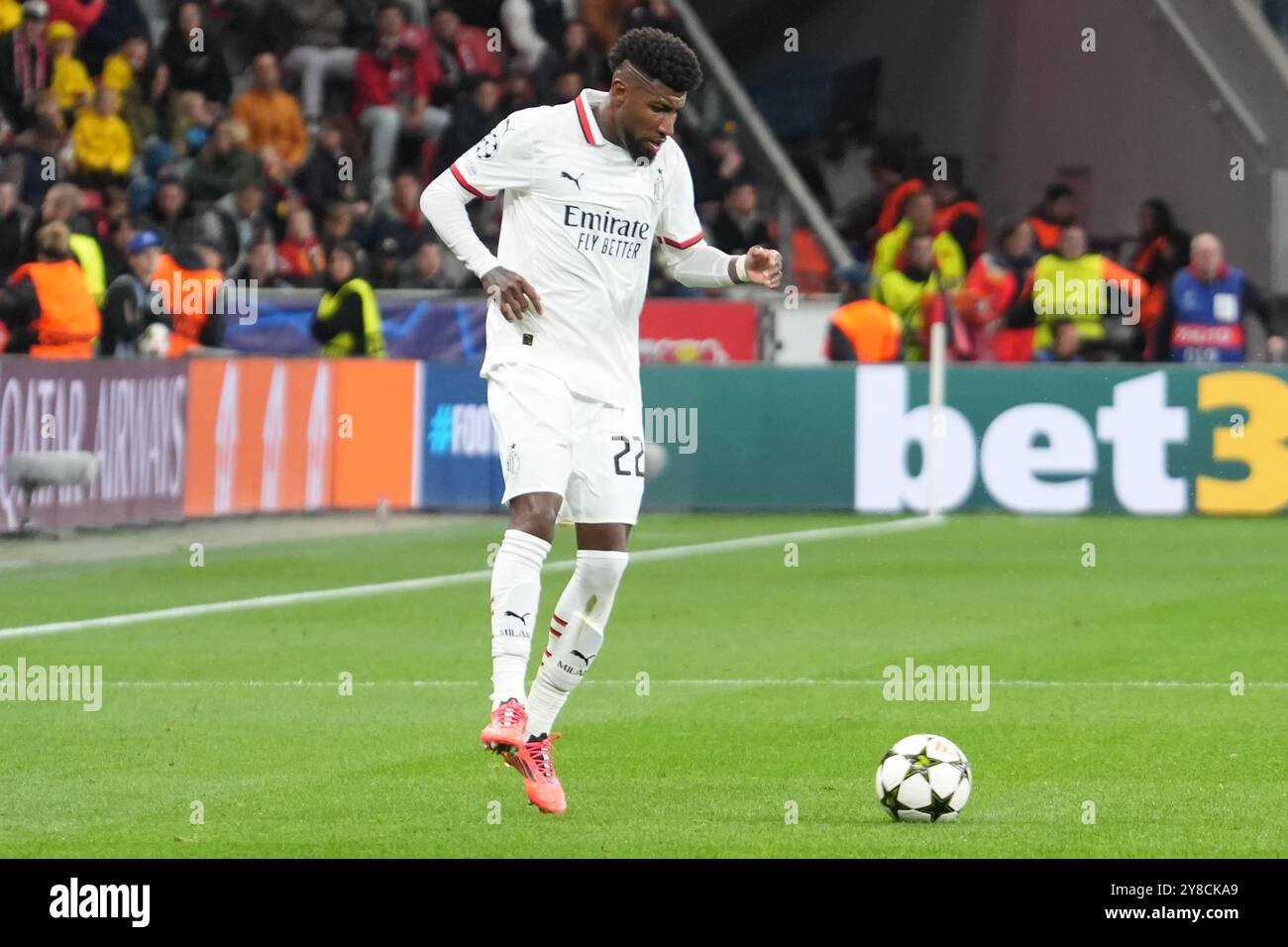 23 Fikayo Tomori of AC Milan during the UEFA Champions League League phase Matchday 2 football match between Bayer Leverkusen and AC Milan on 1 October 2024 at BayArena in Leverkusen Germany