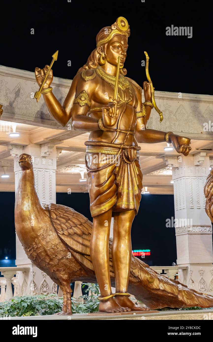 idols of hindu holy god at outdoor at night from different angle image is taken at mahakaleshwar mahakal temple corridor ujjain madhya pradesh india. Stock Photo