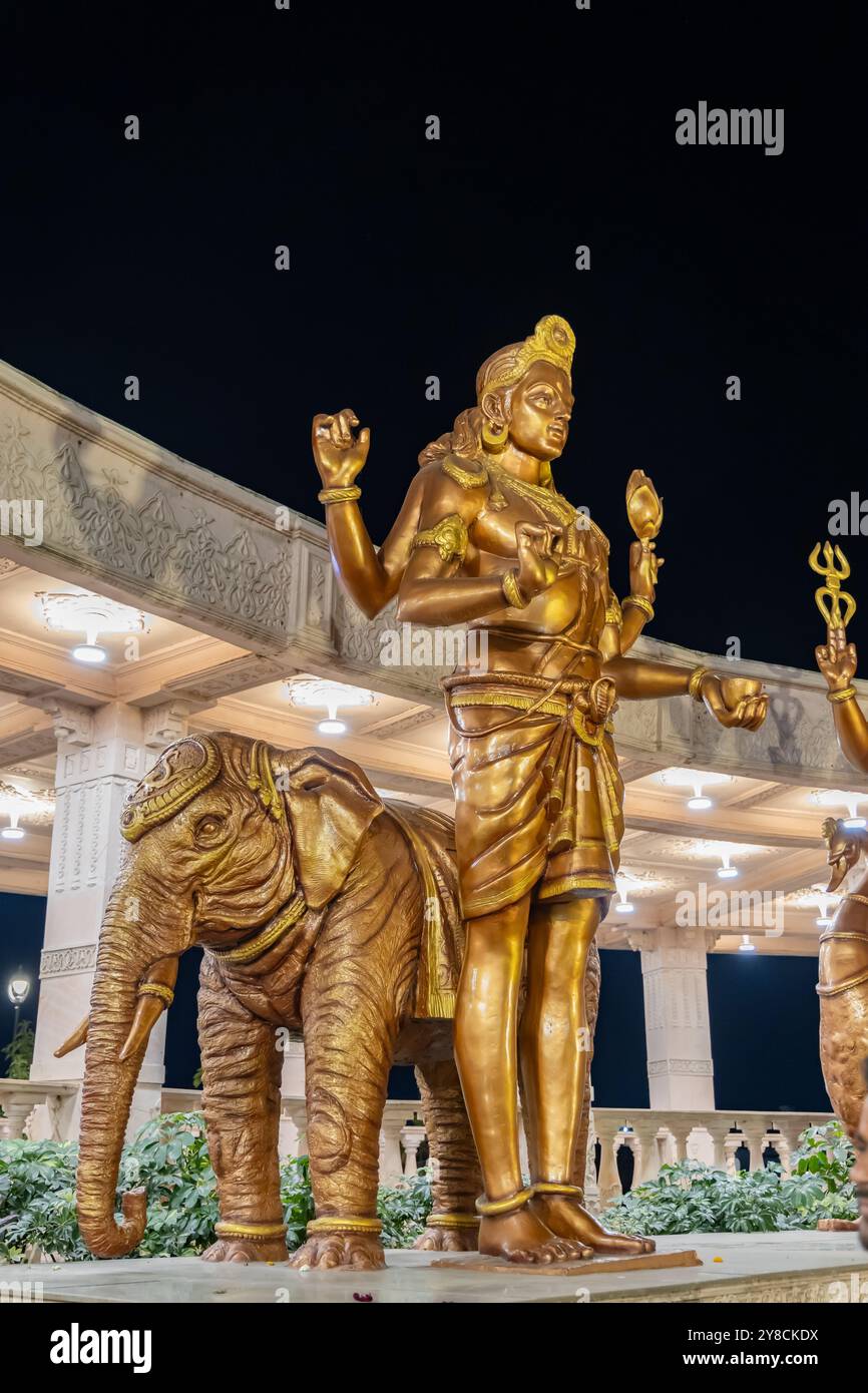 idols of hindu holy god at outdoor at night from different angle image is taken at mahakaleshwar mahakal temple corridor ujjain madhya pradesh india. Stock Photo