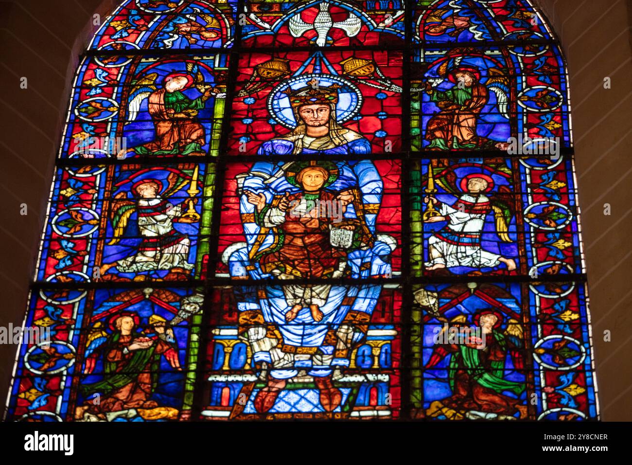 The Blue Madonna Window Chatres Cathedral France Stock Photo