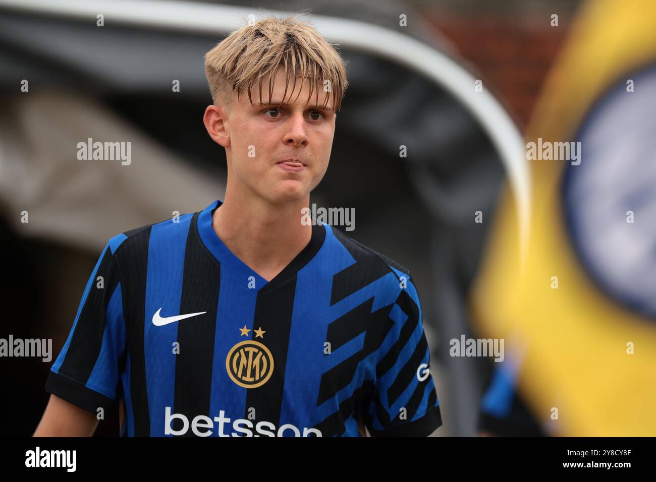 Milan, Italy. 1st Oct, 2024. Gabriele Re Cecconi of FC Internazionale exits the tunnel for the second half of the UEFA Youth League match at Konami Youth Development Centre, Milan. Picture credit should read: Jonathan Moscrop/Sportimage Credit: Sportimage Ltd/Alamy Live News Stock Photo