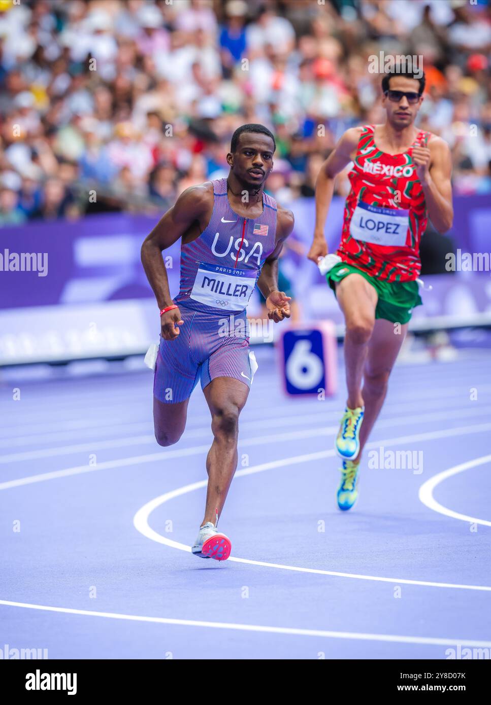 Brandon Miller participating in the 800 meters at the Paris 2024 ...