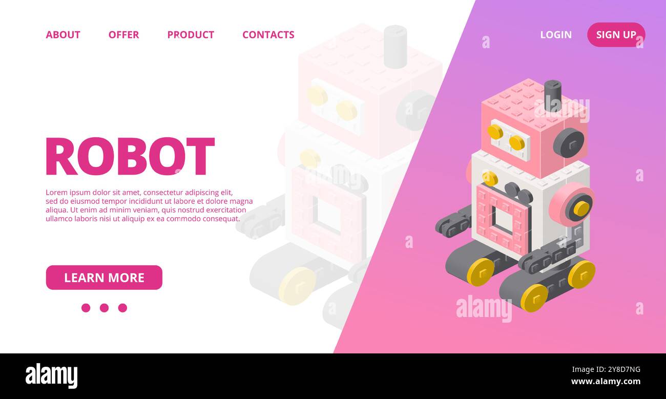 Web template with a retro robot. Vector illustration Stock Vector