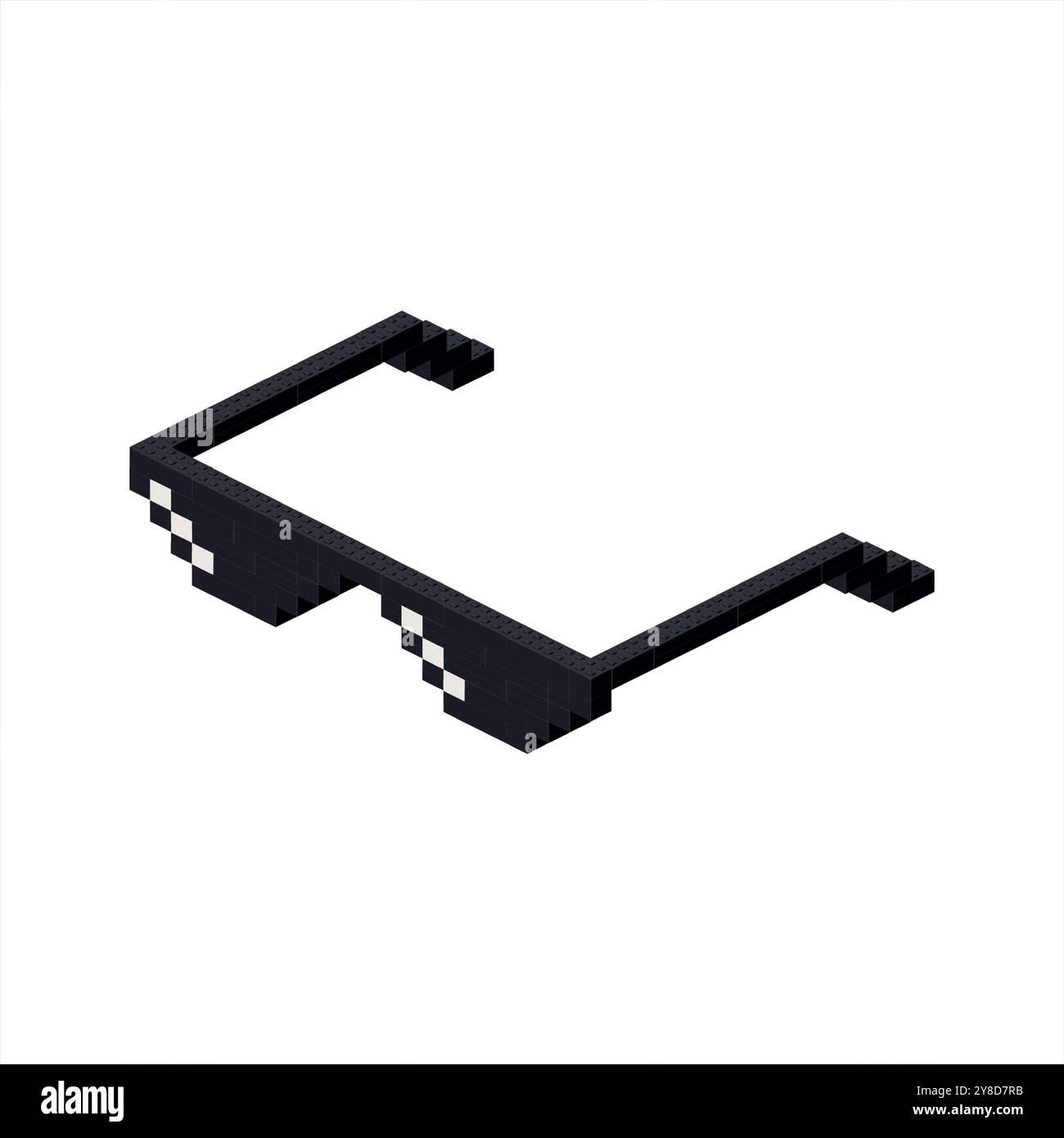 Dark glasses from a meme in isometric assembled from plastic blocks. Vector illustration Stock Vector