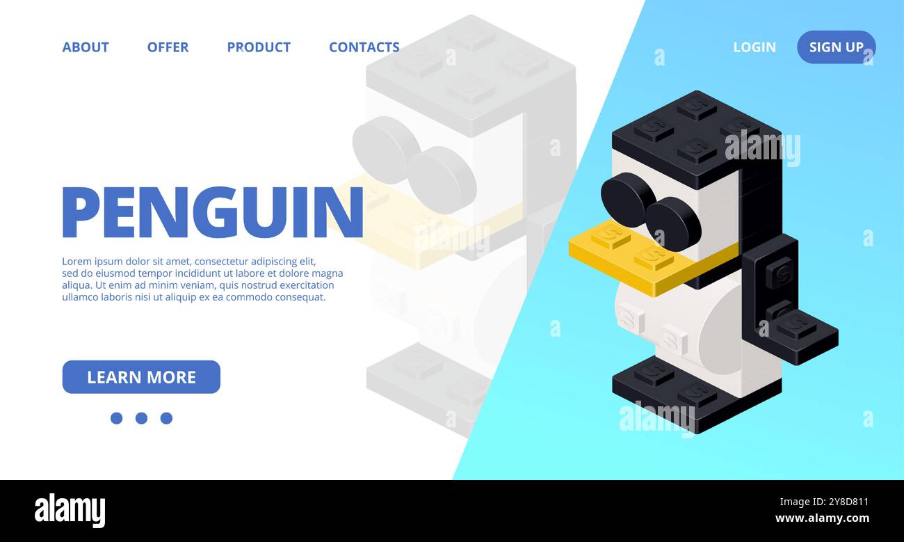 Web template with a pinguin. Vector illustration Stock Vector