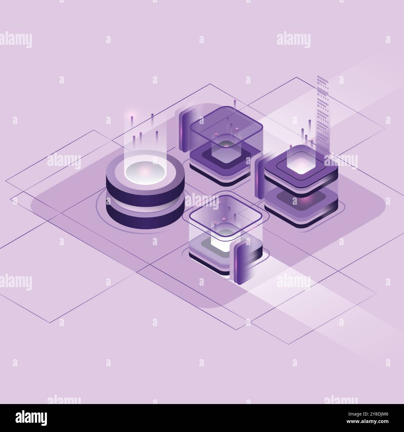 Personal data protection, server room, datacenter concept, big data ...