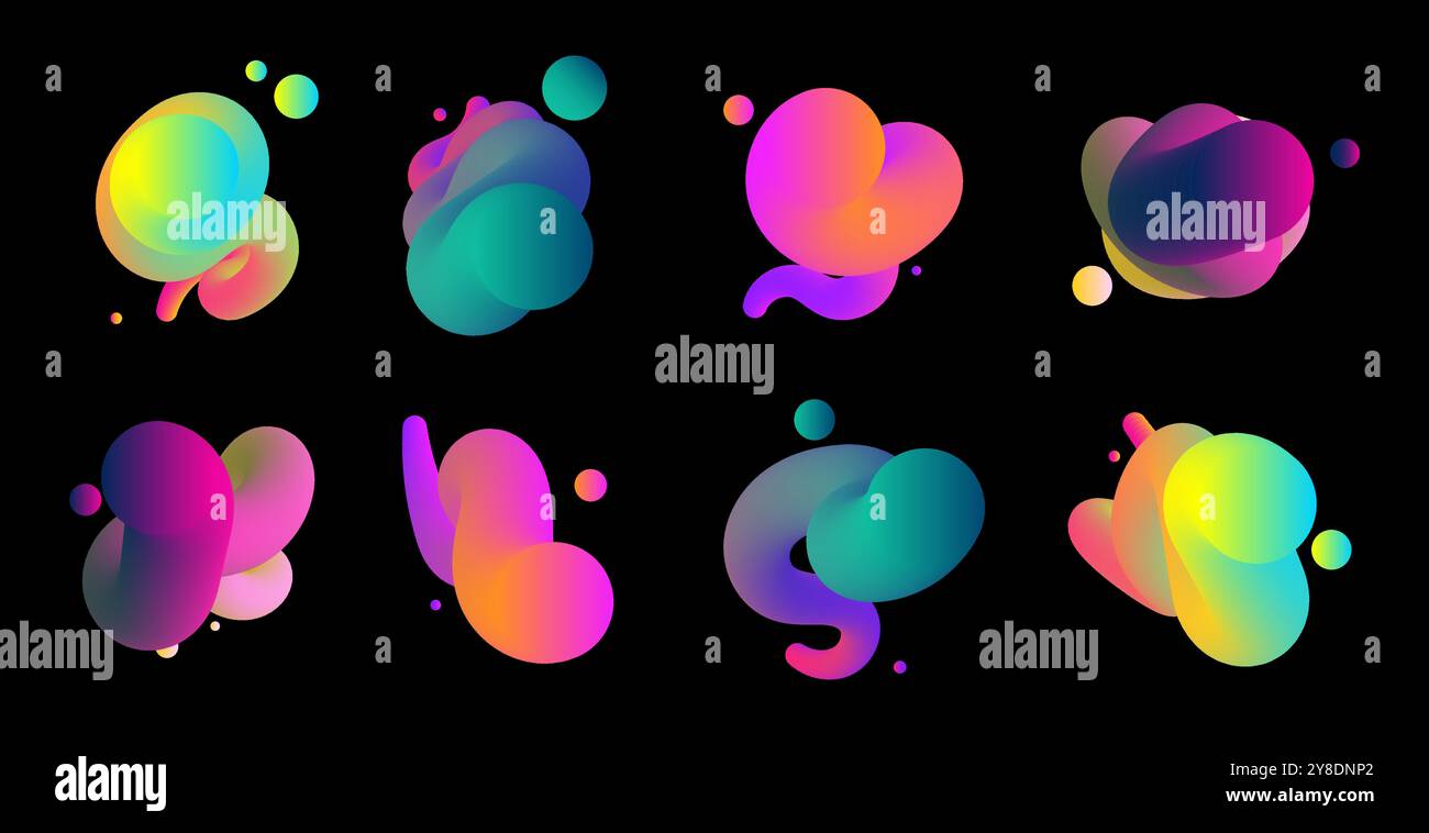 multicolored 3d twisted lines with gradients dots. gradient blend lines. Vector illustration Stock Vector