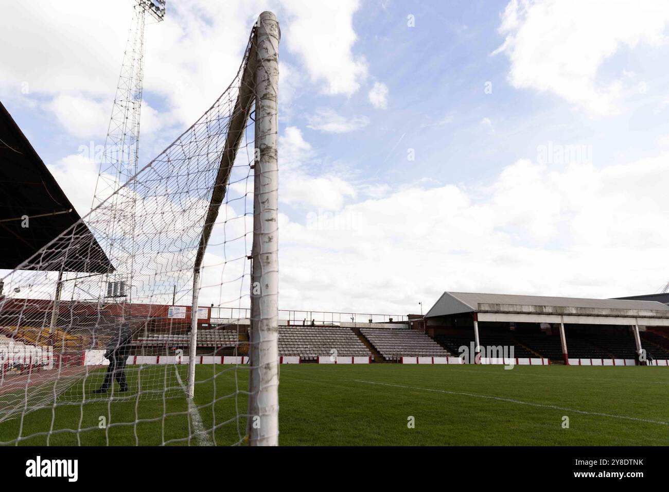 Rotherham, UK. 04th Oct, 2024. General view of one of the goal posts as Millmoor Stadium the former home of Rotherham United FC is reopened back to the public. Rotherham United last played at Millmoor 16 years ago, but now the Ghost ground is coming alive again with the pitch being put into use for hire by local teams. Credit: SOPA Images Limited/Alamy Live News Stock Photo