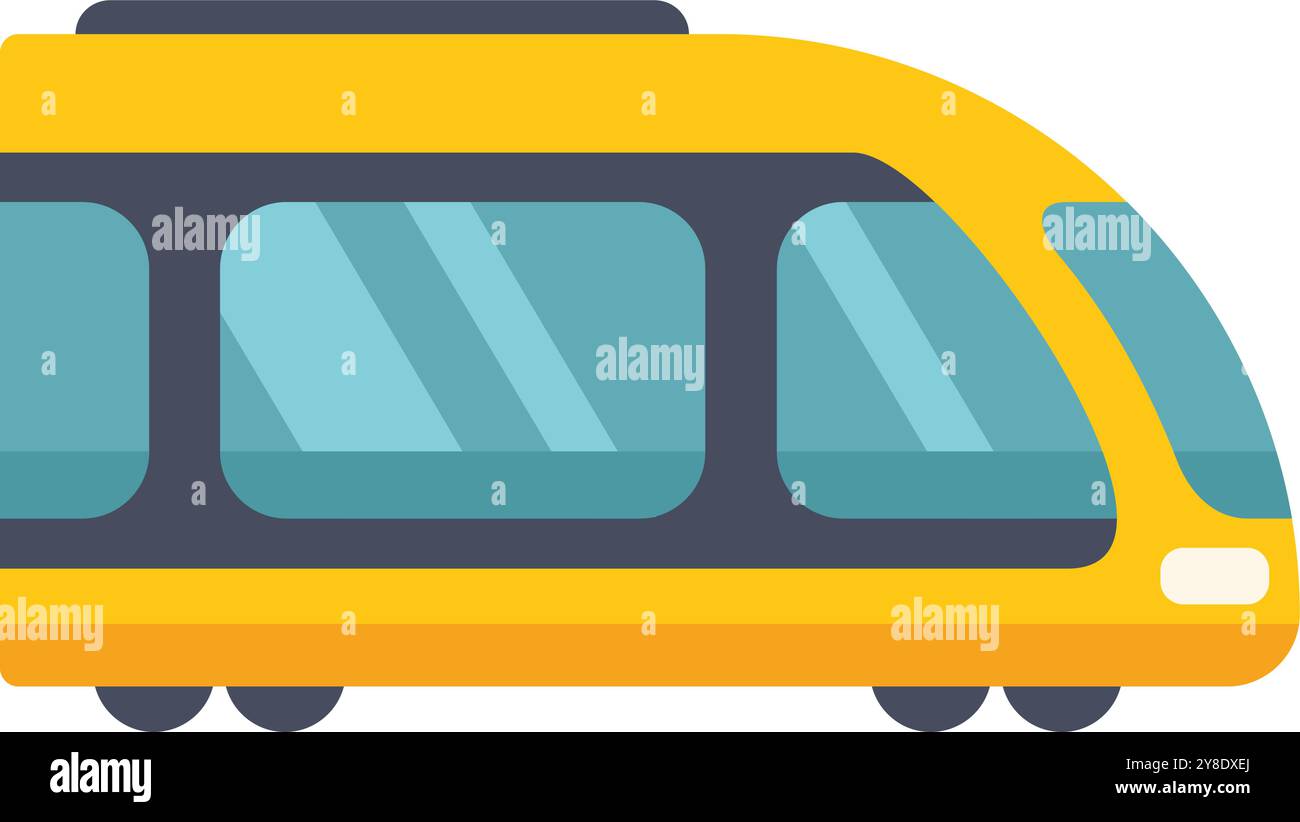 Yellow tram public transportation vehicle icon in modern flat style Stock Vector