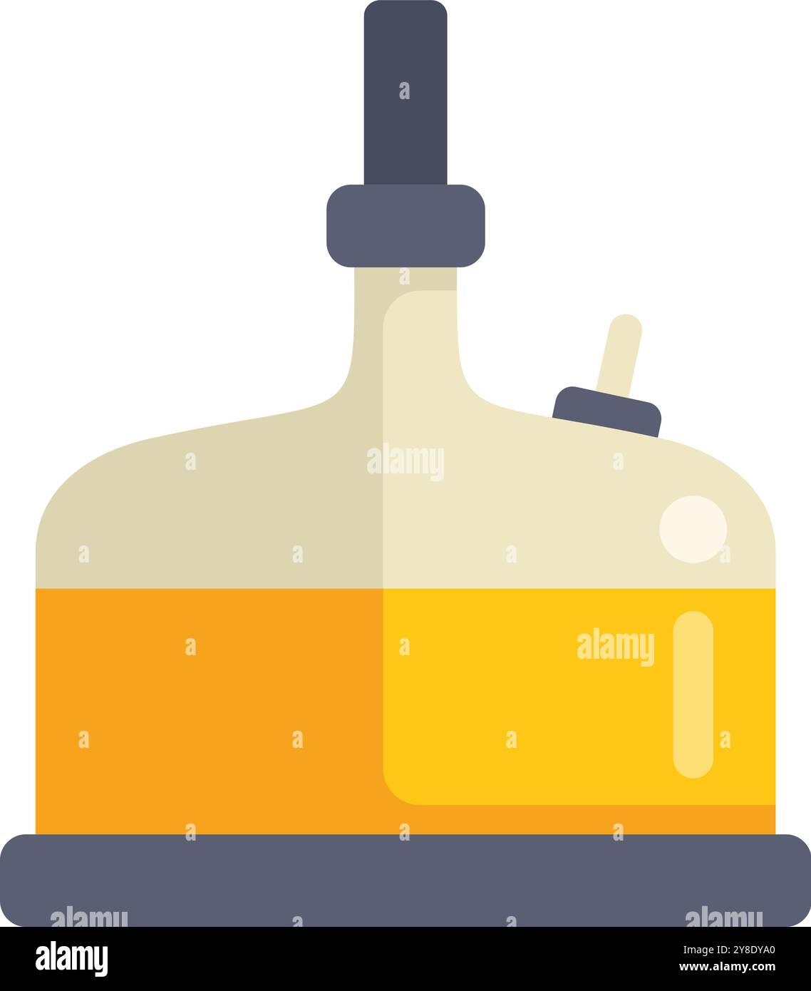 Bioreactor fermenting a yellow liquid, used in bioengineering process for the pharmaceutical industry Stock Vector