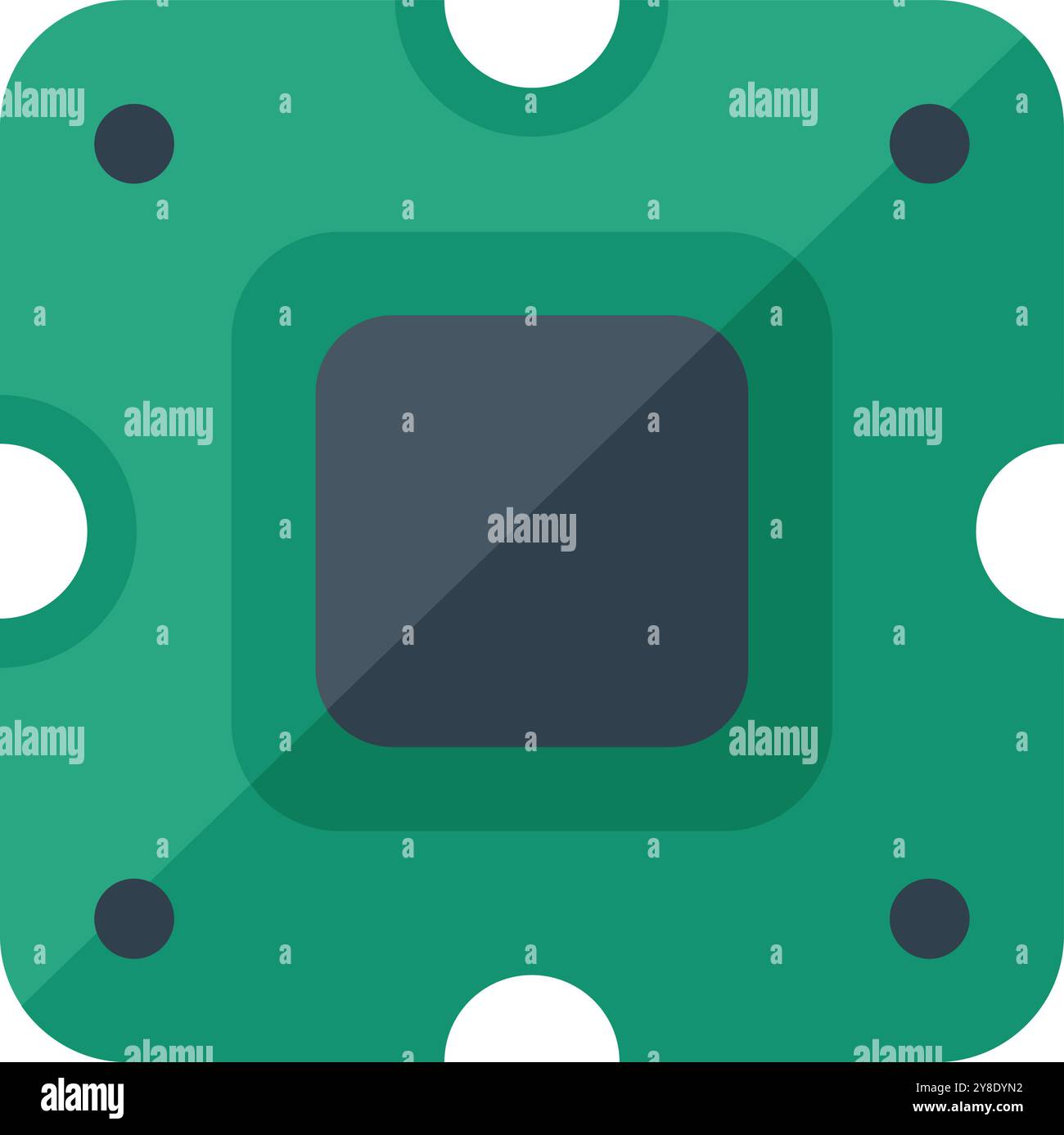 Green computer chip representing processing power and technology, ideal for projects related to computers, electronics, and digital devices Stock Vector