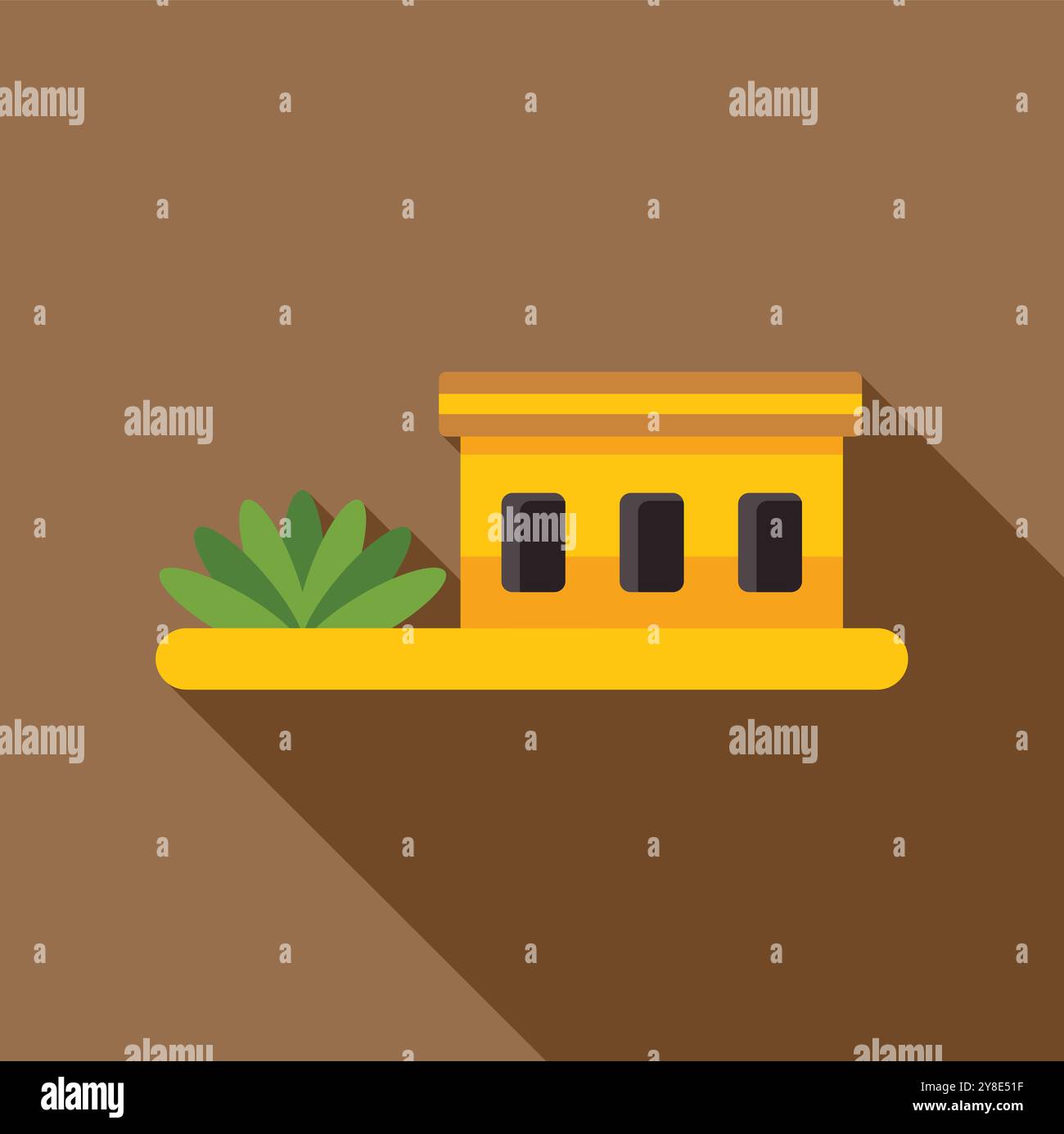 Minimalist vector illustration featuring a yellow building standing on ...