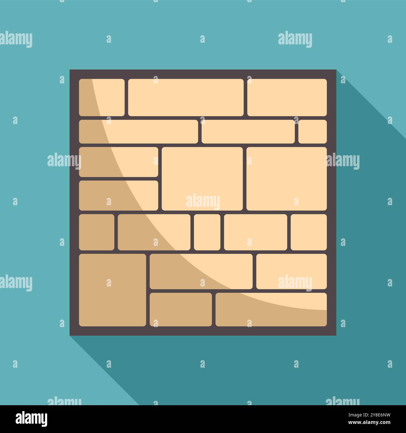 Brick wall is casting a long shadow on a blue background Stock Vector