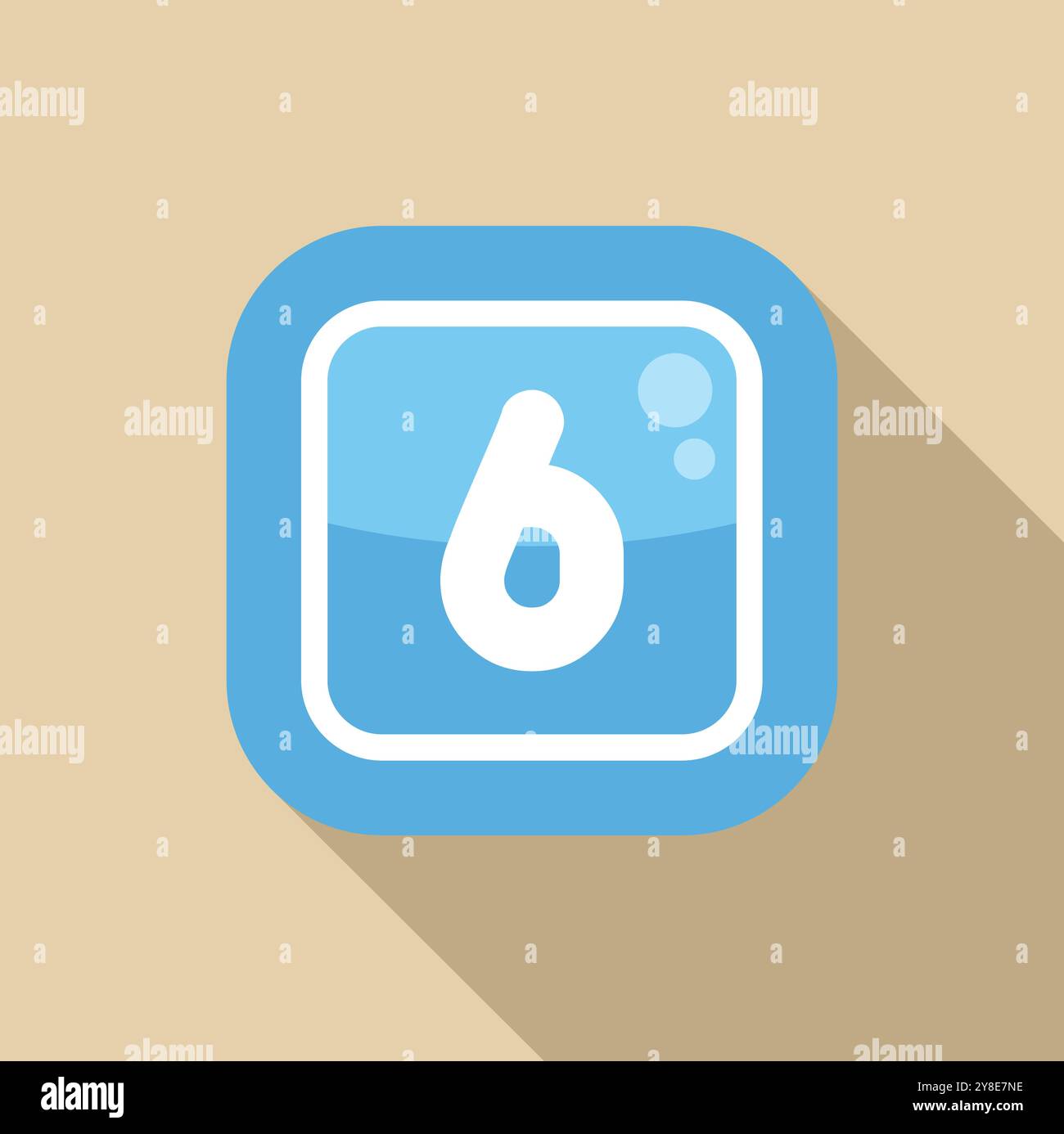 Blue rounded square icon is casting a long shadow on a light brown ...