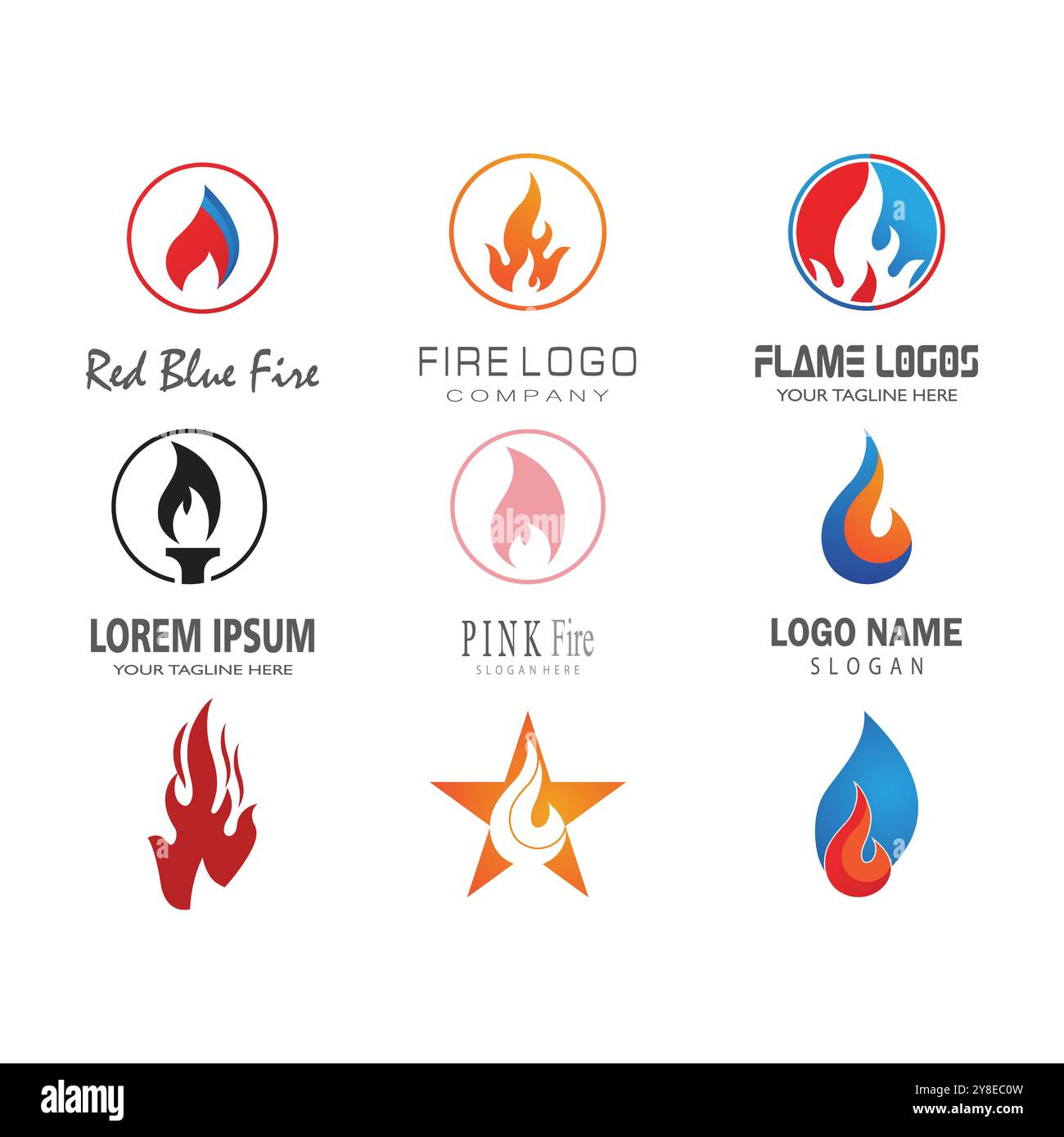 fire logo modern simple gradient. flame logo clean simple. Stock Vector