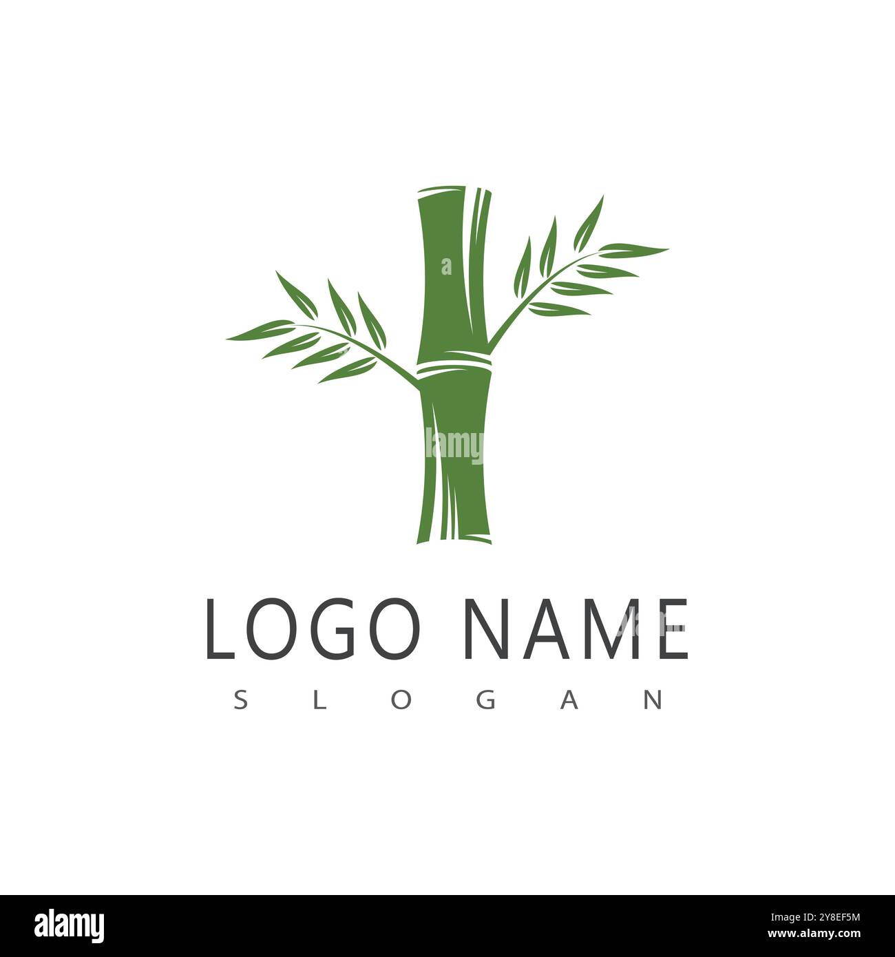 Bamboo logo with green leaf vector icon template Stock Vector