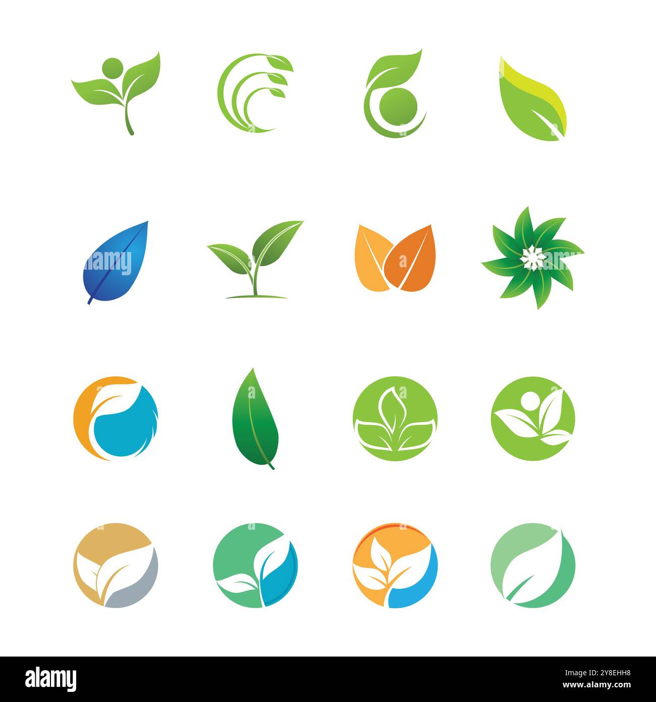 Green leaf illustration nature logo flat design template Stock Vector ...