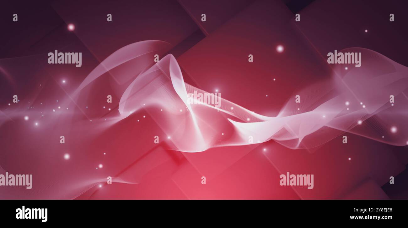 Red Square Particles Abstract illustration of digital wave and glowing particles against 3d ...