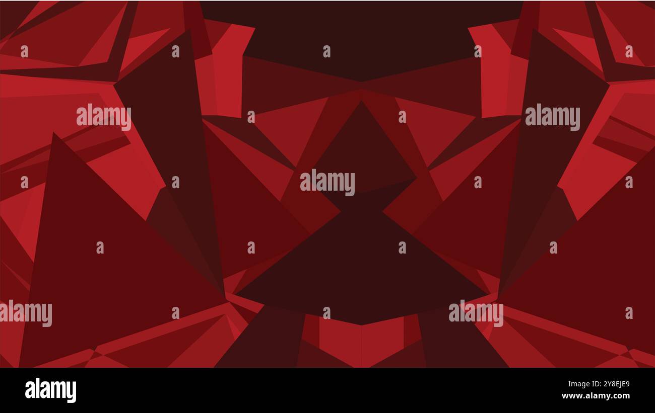 Abstract illustration of geometric polygonal shape texture against red ...