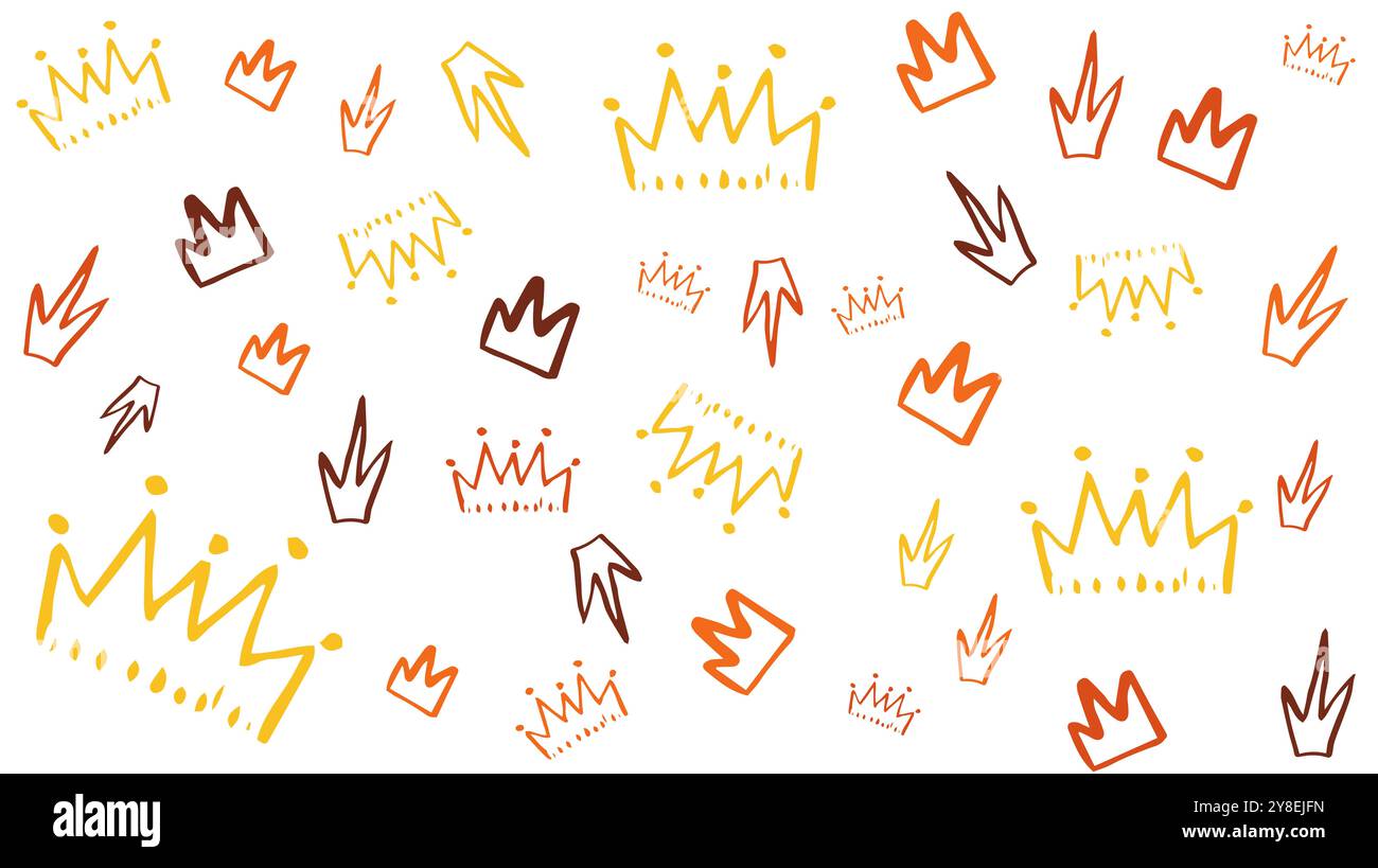 Abstract illustration of multicolor crown icons in seamless pattern ...